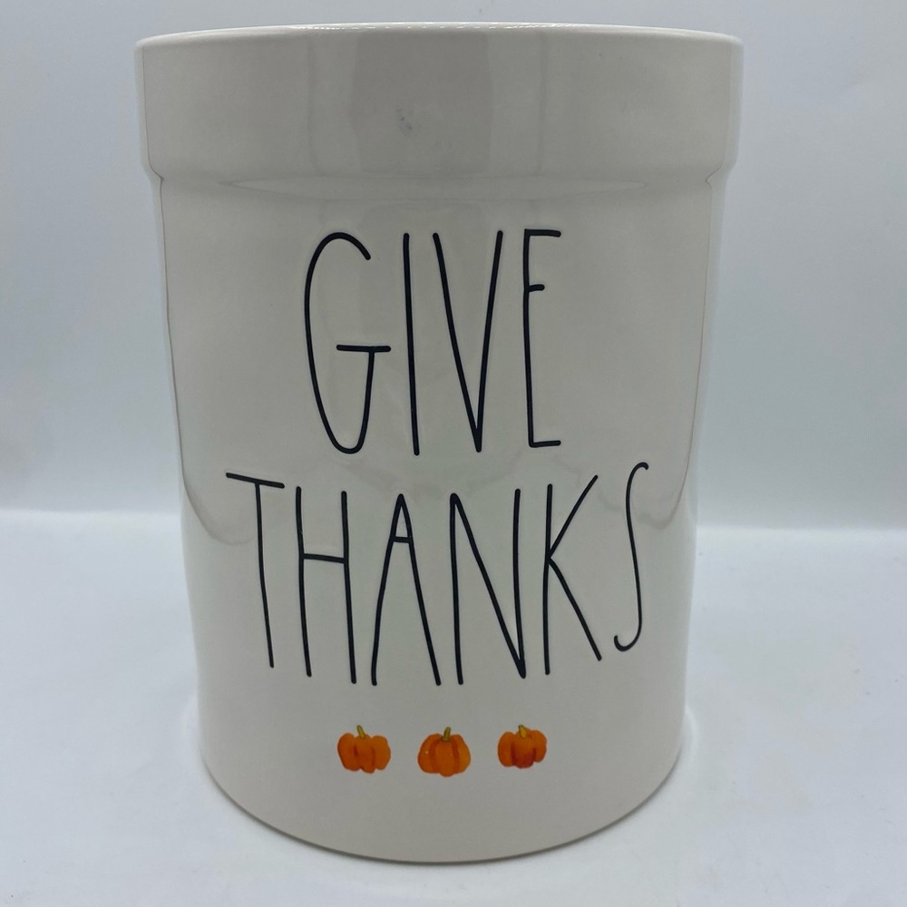 Rae Dunn Give Thanks Crock Utensil Holder fall autumn‎ thanksgiving kitchen